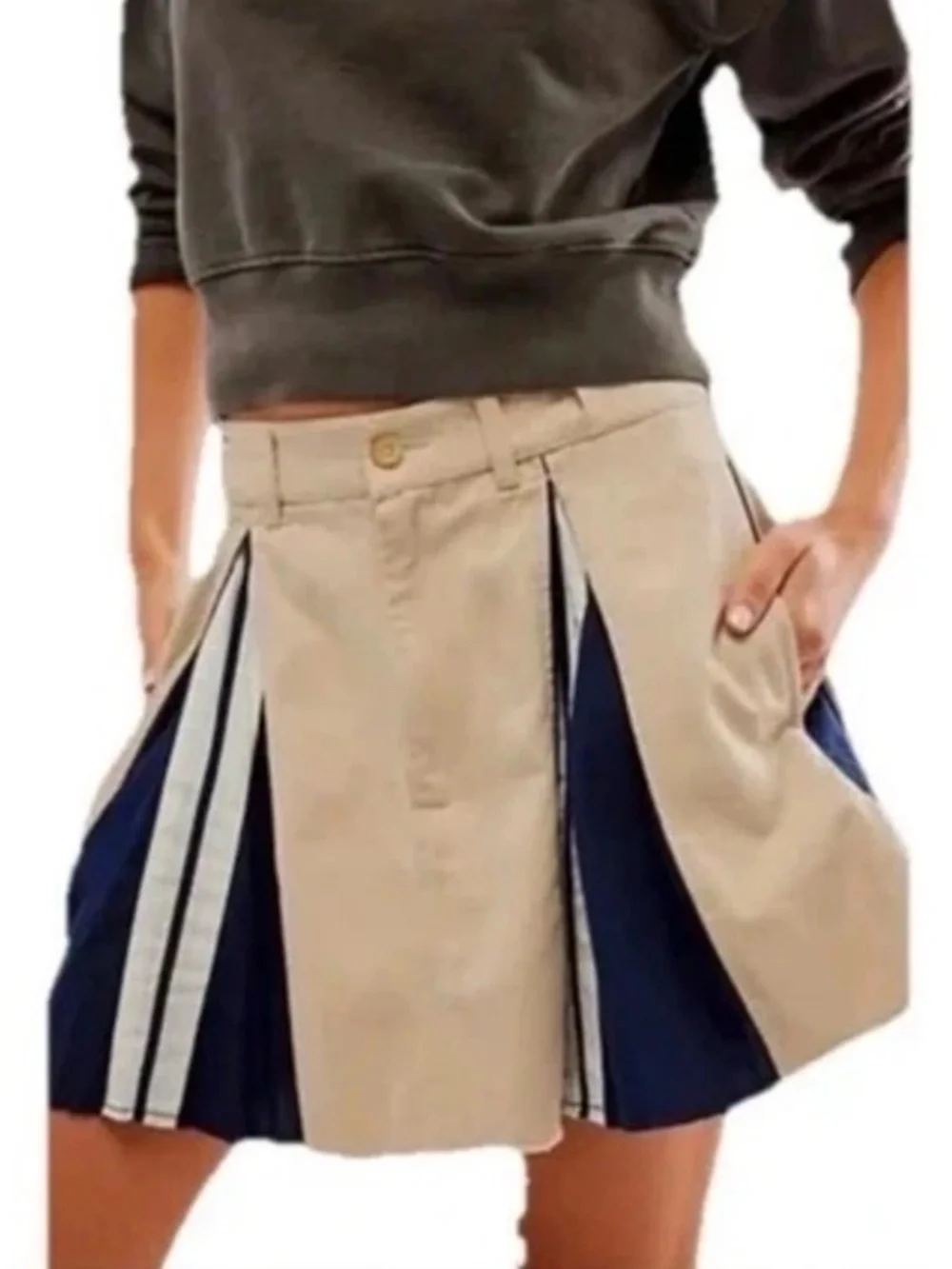 Free People Hannah Sporty Pleated Mini Skirt Med Academia Collegiate Timeless - Picture 2 of 13